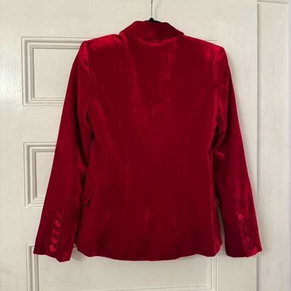 NWT L'AGENCE Kenzie Red Crushed Velvet Double Breasted Blazer Jacket - Picture 8 of 15